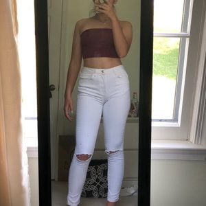 White ripped jeans